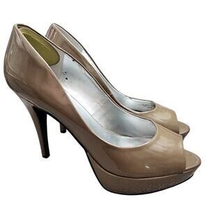 Guess Taupe Platform Open Toe Heels, Size 9.5M